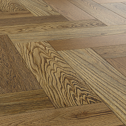 Инженерная  доска, Английская Ёлка   Дуб Натур Воже,  Лак.